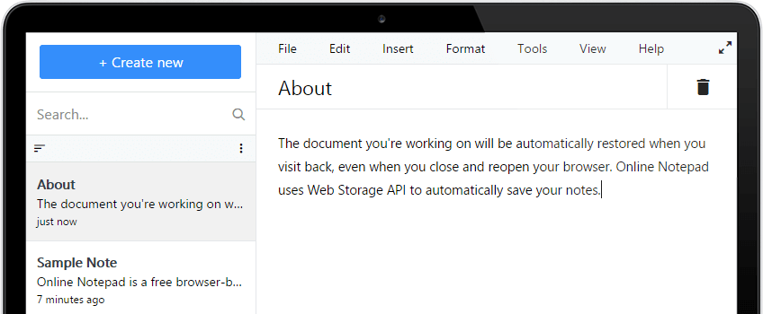 Napseo Online Notepad Screenshot